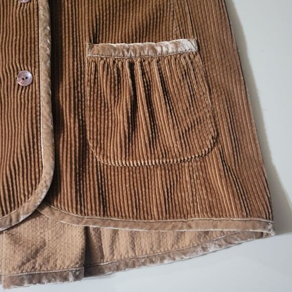 J.Jill Brown Velvet Trim Corduroy Long Blazer Jacket - Picture 9 of 15